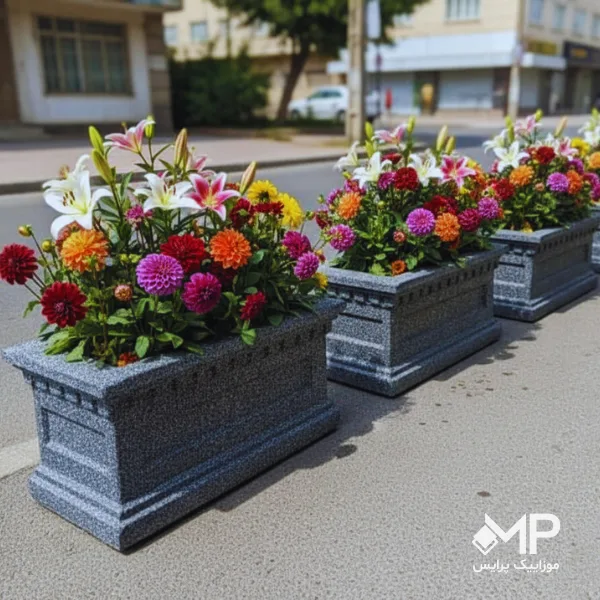 concrete-pot (25) فلاور باکس مستطیلی بتنی طوسی
