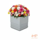 فلاور باکس مدرن مربع سه خط با گل