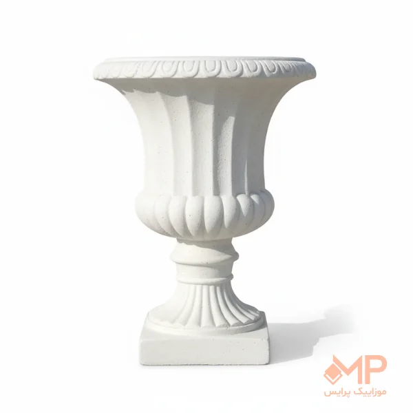 concrete-pot (8) گلدان بتنی شیپوری سفید