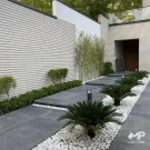 نمای دیوار حیاط با بتن اکسپوز طرح کیتکا 5خط - کیت کت 5لاین